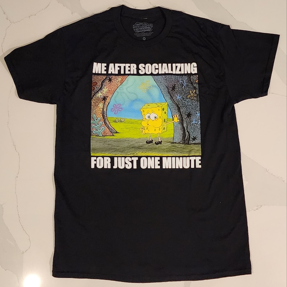 Me After Socializing T Shirt - SpongeBob SquarePants - Like New